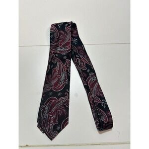 Pierre Cardin Necktie Black Red Paisley Silk Blend Designer Dress Tie